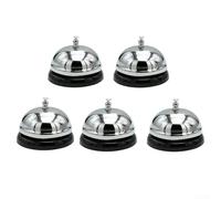 HomeVortex 5 pezzi in acciaio inox per servizio Compact Silver HomeVortex | Design, lucido a specchio per superficie, pulsante di chiamata consegna cibo ristorante, 8,5 x 6,5 cm