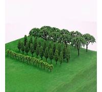 HomeVortex 50 alberi modellini per layout ferroviari in scala OO, accessori in plastica verde per scenari di Wargame Diorama Paesaggio edificio fai da te (A)
