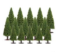 HomeVortex Alberi modellini di treno 15 pezzi per paesaggio ferroviario | Set da 15 pezzi, tre altezze 9-12,5 cm, materiale plastico, aspetto verde realistico, ideale per diorami