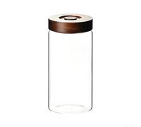 HomeVortex Barattolo ermetico per caffè, 255 ml, in legno, trasparente | Coperchio in legno, vetro, facile da pulire, per cucina, bancone, mantiene freschi i fagioli