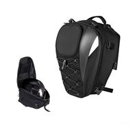 HomeVortex Borsa da sella impermeabile per moto con strisce riflettenti, in tessuto Oxford, con cuscino a nido d'ape e rete elastica per guida notturna nebbiosa, colore nero