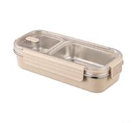 HomeVortex Borsa per il pranzo a tenuta stagna con contenitore in acciaio inox, 2 scomparti, riutilizzabile, per ufficio, scuola, campeggio, colore bianco, 27 x 11,5 x 6 cm