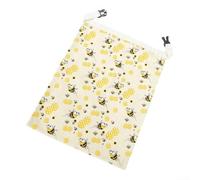 HomeVortex Borsa per pane in cera d'api, riutilizzabile, in lino e cotone, con L, per cerniera e manico, per pasta madre, pagnotta, 43 x 33 cm (B)