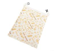 HomeVortex Borsa per pane in cera d'api, riutilizzabile, in lino e cotone, con L, per cerniera e manico, per pasta madre, pagnotta, 43 x 33 cm (C)