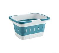 HomeVortex Cestino portaoggetti pieghevole, 28,3 x 20 x 15 cm, blu | Organizer per lavanderia in rete traspirante per bagno