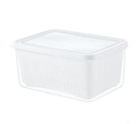 HomeVortex Cesto per lavaggio verdure a doppio strato, con coperchio, contenitore rettangolare per alimenti di grande capacità, per lavello da cucina, scatola scolapiatti in plastica PP, per frutta