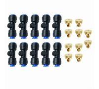 HomeVortex Confezione da 10 atomizzatori in ottone per nebulizzazione fine, per raffreddamento e irrigazione da giardino, a prova di perdite, con O-Ring, compatibili, con tubo da 14 mm, nero (blu)
