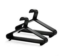 HomeVortex Confezione da 10 grucce appendiabiti in plastica con clip e barra per pantaloni, 36 cm, salvaspazio, colore nero, per armadio, resistenti, per abiti, pantaloni, gonne