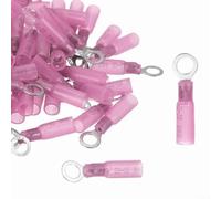HomeVortex Confezione da 100 termorestringenti rossi n. 10, per connettori ad anello, terminali a crimpare in rame stagnato, per cavi da 22-16 AWG, cablaggio industriale elettrico automobilistico