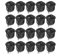 HomeVortex Confezione da 20 interruttori a levetta 12 V On/Off a 2 pin, 6 A 250 V AC per SPST, per lampada auto, barca, camper, rimorchio, camion, pannello di controllo della luce, colore nero