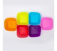 HomeVortex Confezione da 6 stampi quadrati in silicone per torte, riutilizzabili, antiaderenti, per muffin, cupcake, pane, pizza e cioccolato, adatti al forno a microonde, lavabili in lavastoviglie, 7
