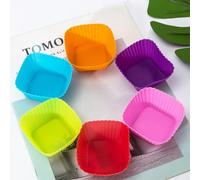 HomeVortex Confezione da 6 stampi quadrati in silicone per torte, riutilizzabili, non adatti per muffin, cupcake, pane, pizza e cioccolato, adatti per forno a microonde e lavastoviglie