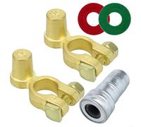 HomeVortex Connettore terminale batteria auto SAE a JIS standard in ottone morsetto positivo negativo set di sostituzione con accessori per l'installazione