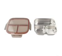HomeVortex Contenitore per il pranzo in acciaio inox, 750 ml, a prova di perdite, con 3 scomparti, chiusure laterali sicure per ufficio, scuola, picnic, viaggi, lavabile in lavastoviglie, bianco (nero