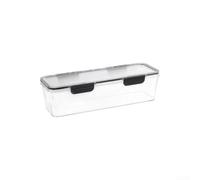 HomeVortex Contenitori impilabili per alimenti con coperchi, scatola organizer in plastica sigillata per tagliatelle, pasta, aglio, coriandolo, cestino da cucina per frigorifero, nero (piccolo nero)