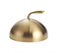 HomeVortex Coperchio per bistecca in acciaio inox da 28 cm, coperchio rotondo per padella teppanyaki per cucina grigliare e saltare, cupola per alimenti a ritenzione del calore (oro)