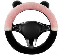 HomeVortex Coprivolante invernale in peluche con orecchie da orso, morbido pile artificiale, per volanti auto da 38 cm, impugnatura antiscivolo per una guida più sicura quando fa freddo (rosa)