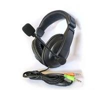 HomeVortex Cuffie da gioco cablate over-ear, con cancellazione del rumore, doppio jack da 3,5 mm, per console PC e laptop, auricolari regolabili e confortevoli, in ABS nero (doppio foro)
