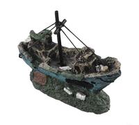HomeVortex Decorazione creativa per acquario a forma di nave da guerra, decorazione creativa per acquari con camere di nuoto, decorazione paesaggistica sicura per piccoli pesci e gamberetti, blu verde