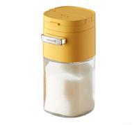 HomeVortex Dispenser di zucchero in vetro con pressa per il controllo delle porzioni da 0,5 g, barattolo di condimento accurato per cucina, caffè, tè, coperchio a prova di formiche, bianco (giallo)