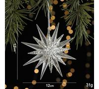 HomeVortex Elegante set di ornamenti natalizi in acrilico, a forma di stella, albero e angelo, da appendere, ciondoli trasparenti per le vacanze, la decorazione della casa, albero e finestra (A)