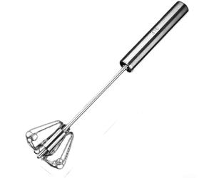 HomeVortex Frusta per uova rotante in acciaio inossidabile 316, miscelatore manuale semiautomatico a pressione per cottura, panna da montare e miscelare batterie, argento (L)