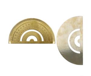 HomeVortex Goniometro in ottone da 0 a 180 gradi, strumento di misurazione in metallo, per ufficio, scuola, disegno, scala trasparente, resistente all'usura, righello oro 102 x 57 mm
