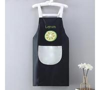 HomeVortex Grembiule da cucina, impermeabile, in gomma vinilica, grembiule da barbecue con cinghie lunghe, grembiule da cucina per uomini e donne, per cucina, ristorante, lavastoviglie, disegno, nero