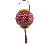 HomeVortex Lampada solare per lanterna rossa da esterni, impermeabile, in stile cinese, in ferro, per giardino, cortile, cortile, decorazione natalizia a LED, per festival di primavera, 18,5 cm