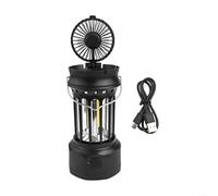 HomeVortex Lanterna da campeggio con ventilatore, 1200 mAh, luce per tenda ricaricabile, lampada da soffitto pieghevole a 90°, lampadina LED USB-C da 250 lm, per escursionismo, pesca all'aperto
