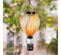 HomeVortex Lanterna solare a forma di mongolfiera, luce da appendere in vetro colorato, con catena in metallo, decorazione da giardino resistente alle intemperie, per patio, cortile, Natale, 40 cm