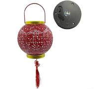 HomeVortex Lanterna solare per esterni impermeabile, lampada da appendere in ferro stile cinese, per giardino, cortile, cortile, decorazione natalizia a LED, per festival di primavera, 18,5 cm (con