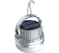 HomeVortex Lanterna solare portatile a LED ricaricabile tramite USB, 4 livelli di luminosità, lampada per tenda per campeggio, escursionismo, all'aperto, argento, verde, grigio (grigio)