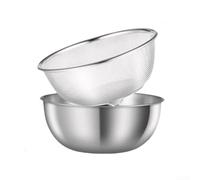 HomeVortex Lavabo per verdure in acciaio inossidabile 304, cestello scolapiatti a doppio strato con scala di misurazione, per mescolare macedonie di frutta e sbattere le uova, argento 25 x 25 x 11 cm