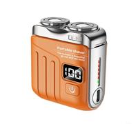 HomeVortex Mini rasoio elettrico portatile a doppia lama, ricaricabile tramite USB, con display digitale, per tutto il corpo, lavabile, da viaggio, per uomini e donne, barba e gambe (arancione)