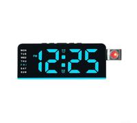HomeVortex Orologio di proiezione a LED, ampio display con luminosità regolabile, formato 12 e 24 ore, monitor della temperatura, doppio allarme, per camera da letto, ufficio, verde (nero blu)