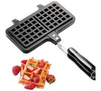 HomeVortex Padella antiaderente per waffle, in lega di alluminio, per forme floreali a cuore, strumento di cottura compatibile con gas, con gancio per appendere (B)