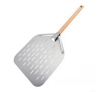 HomeVortex Pala per pizza perforata con manico in legno, 39,5 x 30,5 cm