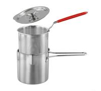 HomeVortex Pentola profonda in acciaio inox, 12 x 12,7 cm, con cestello e manico per patatine croccanti, verdure e carni, argento