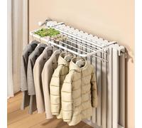 HomeVortex Portasciugamani a Parete 35cm, Gancio per Tessuti, Portaoggetti Salvaspazio per Radiatore, Organizzatore da Bagno in Ferro, Senza Necessità di Forare (Bianco)