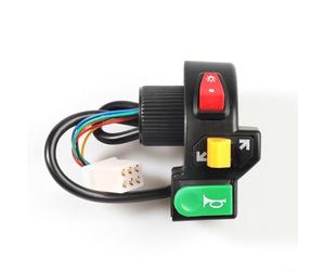 HomeVortex Pulsante interruttore per bicicletta elettrica 3 in 1 con indicatore di direzione per clacson, controllo manubrio in PVC per e-bike, scooter, moto, 22,5 mm, colore nero