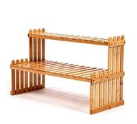 HomeVortex Scaffale per piante in legno a 2 livelli, espositore per vasi da fiori, organizer salvaspazio per ufficio, scrivania, cucina, bagno, finitura naturale fai da te (47 cm)