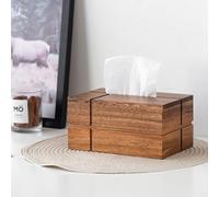 HomeVortex Scatola per fazzoletti moderna e minimalista in legno massello di noce, design a croce con copertura nascosta, per soggiorno, bagno, auto, finitura a olio sostenibile, marrone, 21 x 13 x