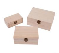 HomeVortex Scatola portaoggetti in legno con coperchio incernierato e chiusura resistente, in Paulownia pallida, per ricordi, matrimoni, vigilia di Natale, personalizzabile con o decoupage, S + M + L