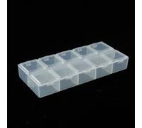 HomeVortex Scatola portaoggetti in plastica trasparente con 10 scomparti a griglia, organizer con serratura per viti, gioielli, perline, nail art e parti elettroniche, custodia portatile in PP 13,2 x