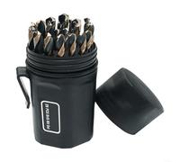 HomeVortex Set di 29 punte per trapano HSS con rivestimento in TiN, punta dritta a 135° per metallo, legno, plastica, custodia nera inclusa