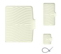 HomeVortex Set di 3 tappetini scolapiatti in silicone, con bordo rialzato per lavello da cucina, portasapone da appoggio, resistente al calore, scolapiatti per stoviglie (bianco)