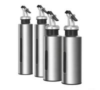 HomeVortex Set di 4 dispenser per olio in acciaio inox con beccuccio visibile e resistente alle perdite, per condimenti da cucina, include imbuto, conservazione di condimenti liquidi, 2 x 190 ml + 2 x