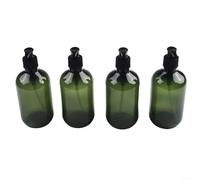 HomeVortex Set di 4 flaconi erogatori per bagno e doccia, 500 ml, in plastica, per shampoo, bagnoschiuma, lozioni, oli essenziali, lavastoviglie, verde, marrone (verde)