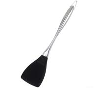 HomeVortex Set di 4 utensili da cucina in acciaio inox con teste in | Design con manico cavo per pentole, antiaderenti, colore nero